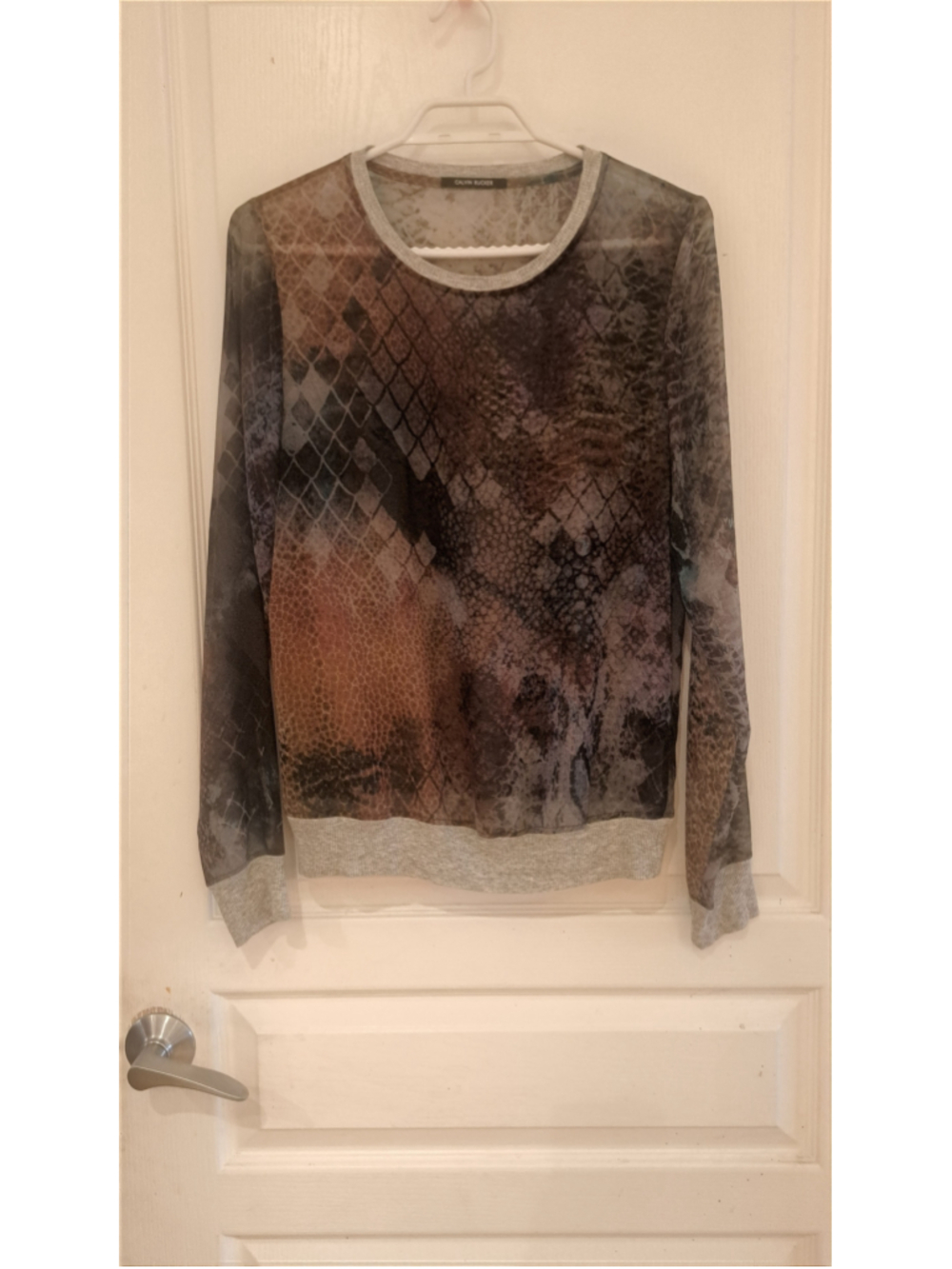 625 - Animal Print Knit Pullover Sweater | Grey, Brown & Black | Cozy Statement